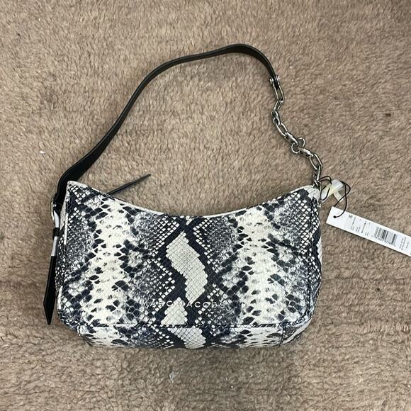 Marc Jacobs  Snakeskin Print Leather Shoulder Bag Black White Retails $425 - Picture 2 of 7
